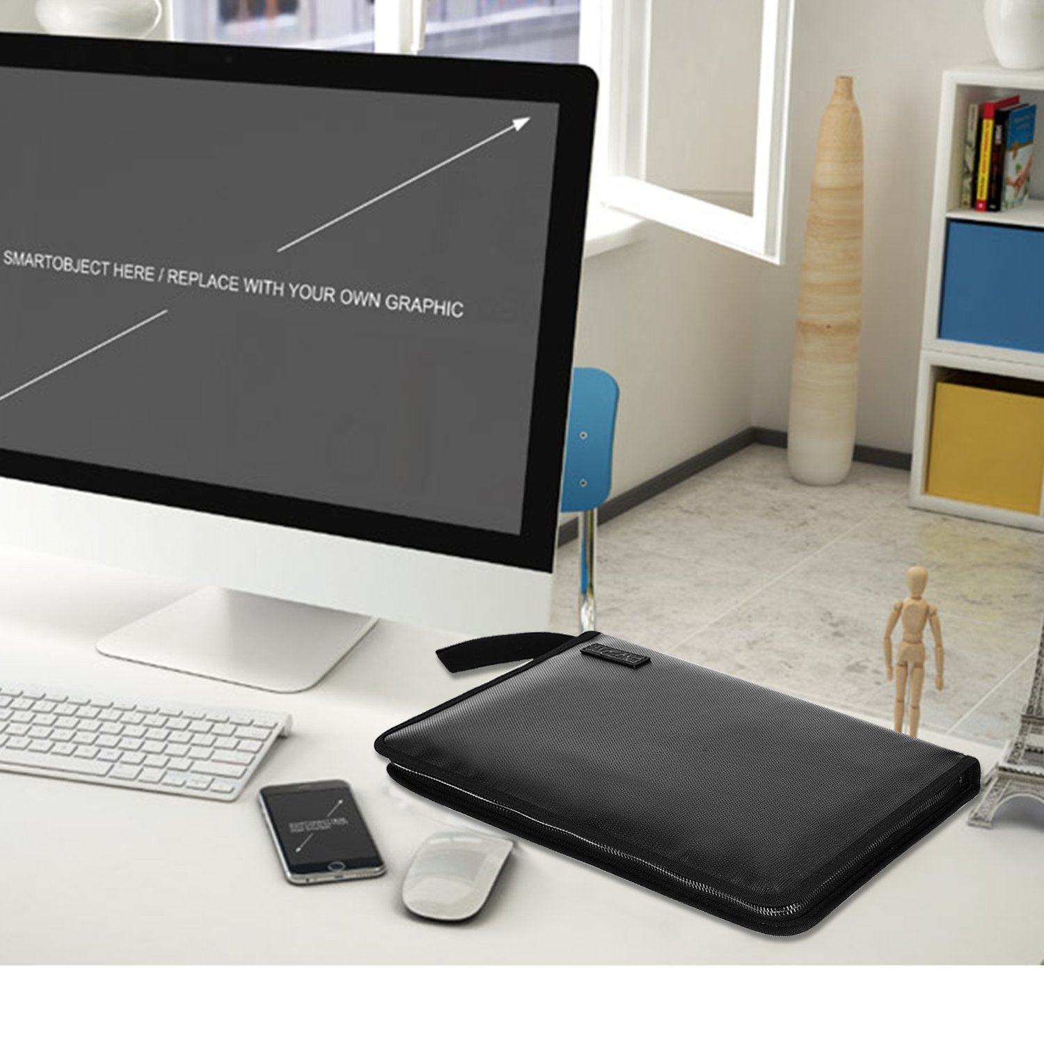 Fireproof File Folder Fireproof Fire and Water Resistant Money Document Bag with A4 Size 12 Pockets Zipper Closure Non-Itchy Silicone Coated Portable Filing Organizer Pouch(14.3\' x9.8\')