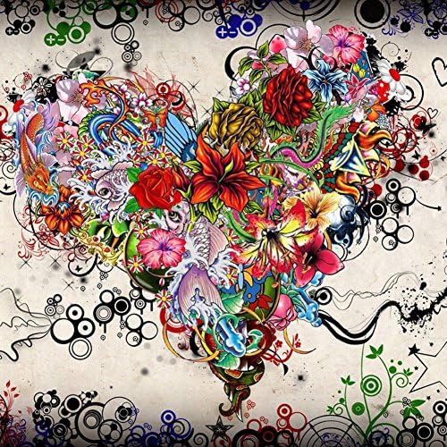 Asylove Full Drill 5D DIY Diamond Painting Kit Round Crystal Rhinestone Embroidery Cross Stitch Great Gift Home Decor- Colorful Heart Flowers 12X12 Inch