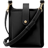Bandolier Parker Crossbody Cell Phone Bag in Genuine Smooth Leather for Women| Adjustable Strap. Exterior Zipper Pocket for Cards. Gold Luxe Hardware