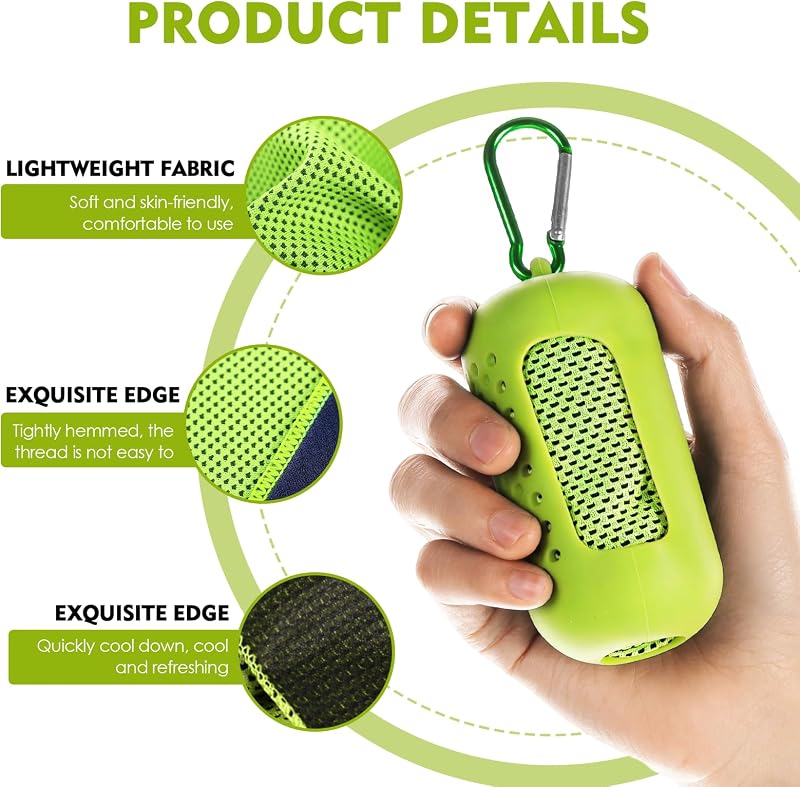 Serviette Rafraîchissante 4 Pièces,Cooling Towel Microfibre Séchage Rapide,Serviette Froide Respirante pour Sport Fitness Running Yoga,Serviette Sport Portable 30 x 90 cm avec Étui Silicone