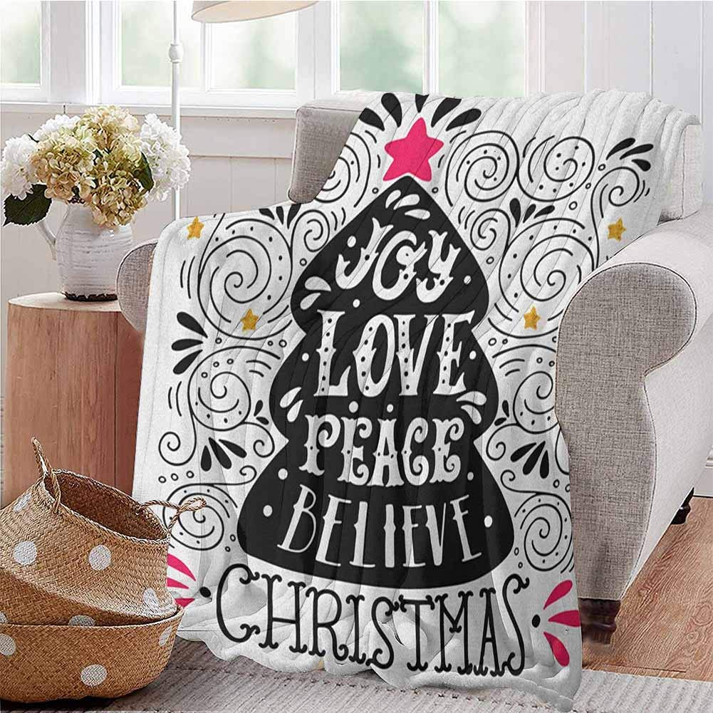 Luoiaax Joy Bedding Flannel Blanket Abstract Christmas Tree Pattern with a Tree Topper Curlicues Swirled Lines Super Soft and Comfortable Luxury Bed Blanket W91 x L60 Inch Dark Coral Black White
