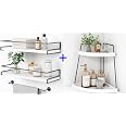 Forbena 2-Tier Bathroom Counter Organizer - White & Grey Wooden Shelf For Vanity, Makeup, Skincare & Perfume - Sink Tray For Countertops