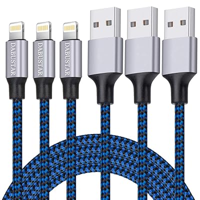 iPhone Charger, Nylon Braided Lightning Cable DABUSTAR 3Pack 6ft Fast Charging High Speed Data Sync Cord Phone Connector Compatible with iPhone 11 Pro MAX XS MAX XR XS X 8 7 Plus 6S iPad Mini Air Pro