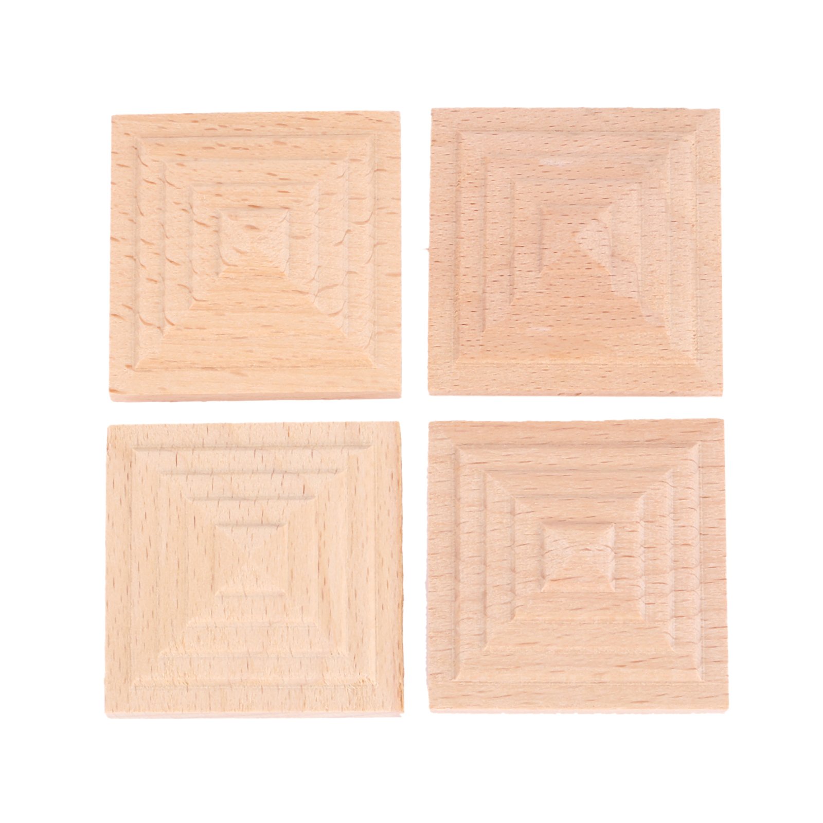 MUXSAM 4pcs Wood Carved Applique Onlay for Decoration Furniture Decals Corner Door Coset Drawer Ceiling Handmade Frame Furniture Craft Unpainted 10x10cm
