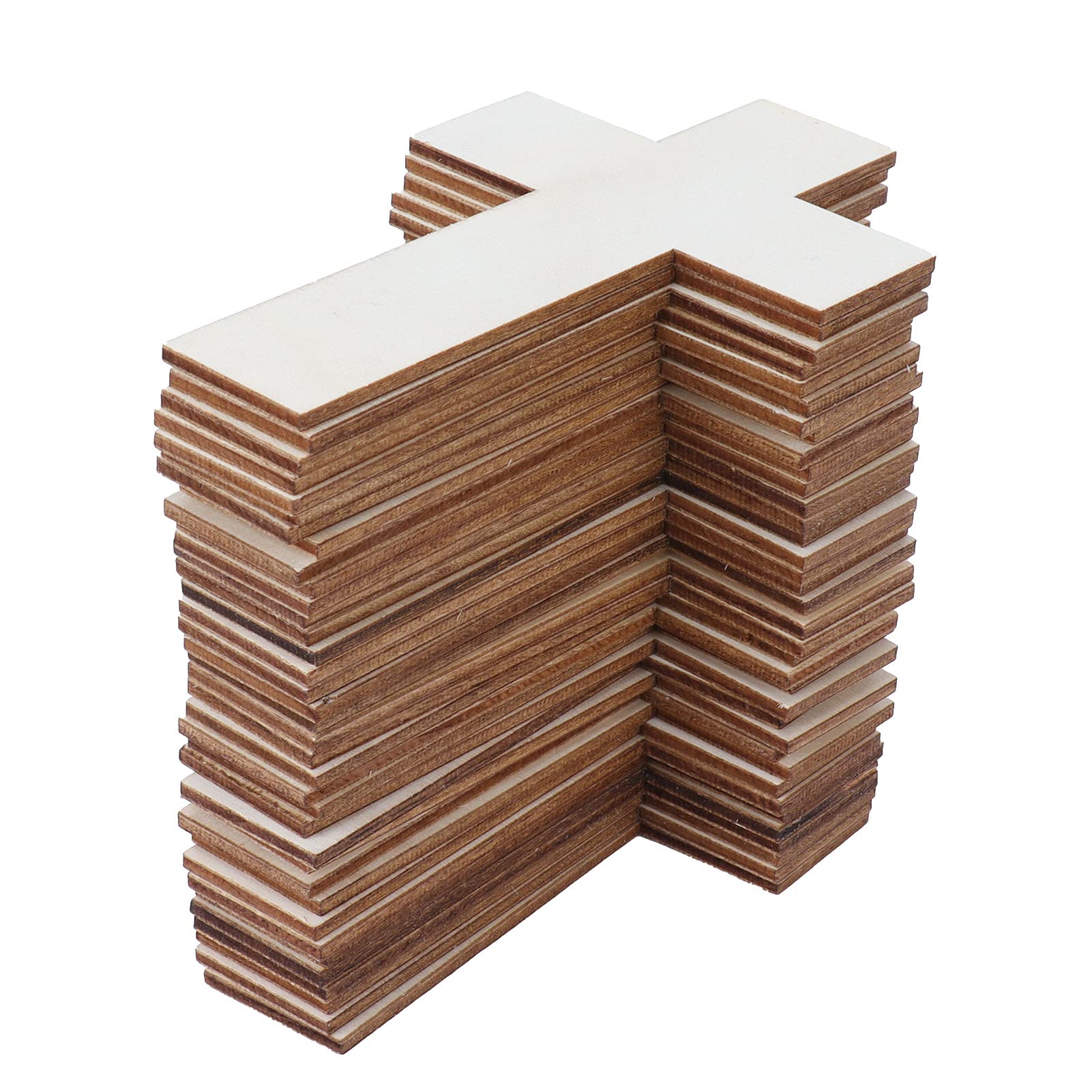 Wakects Wooden Cross Ornaments, 36Pcs Splint Handmade Wood Hanging Cross DIY Crafts Hand Painted Home Holiday Decorations for Graffiti Art Projects 11 x 7cm