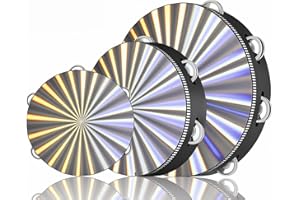 SHANDERBAR 3 Pack Radiant Tambourines for Adults, 6/8/10 Inch Wooden Hand Held Drum Tambourine with Single Row, Percussion Musical Instrument Reflective Tambourine for Church, Party, Dance, KTV