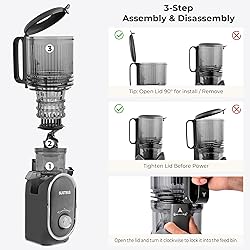 SUSTEAS Cold Press Juicer, 5.3" Feed Chute