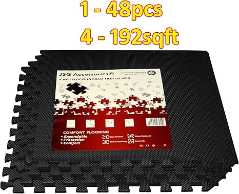 Jsg Accessories Interlocking Large Eva Foam Puzzle Tiles Protective Flooring Mats 60x60 For Fitness Exercise Training Pilates Home Workout Yoga Gym