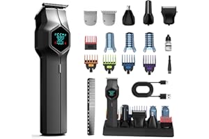 TRIMX Beard Trimmer for Men, Magnetic Snap-on Replacement Heads & Charging Dock, IPX7 Waterproof Cordless Hair Clippers, Mens Grooming Kits for Mustache/Body/Face/Ear/Nose, Gray