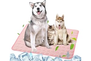 SOMOYA Dog Self Cooling Mat Pet Washable Summer Pads Blanket Hot Weather Sleeping Kennel Mat,Ice Silk Sleep Mat Pad Non-Toxic Breathable Sleep Bed for Large Dogs Cats Ice Silk Cool Pads Pink