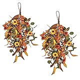 Asodomo 2pcs 20 Inch Artificial Fall Teardrop Swag