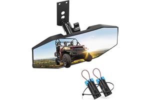 ZIDIYORUO Polaris Ranger Rear View Mirror, Adjustable Center Rearview Mirror for Polaris Ranger 500 570 900 XP 1000XP Crew 2017-2023, Fit Factory Drop Down Mounting Tab (with 2pcs of Belt Bypass)