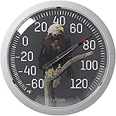 Taylor 13.25 Inch in/Out Dial Wall Thermometer - Eagle | Large Display, UV-Resistant, Factory-Calibrated, Eagle Nature Series, -60 to 120 Degrees F