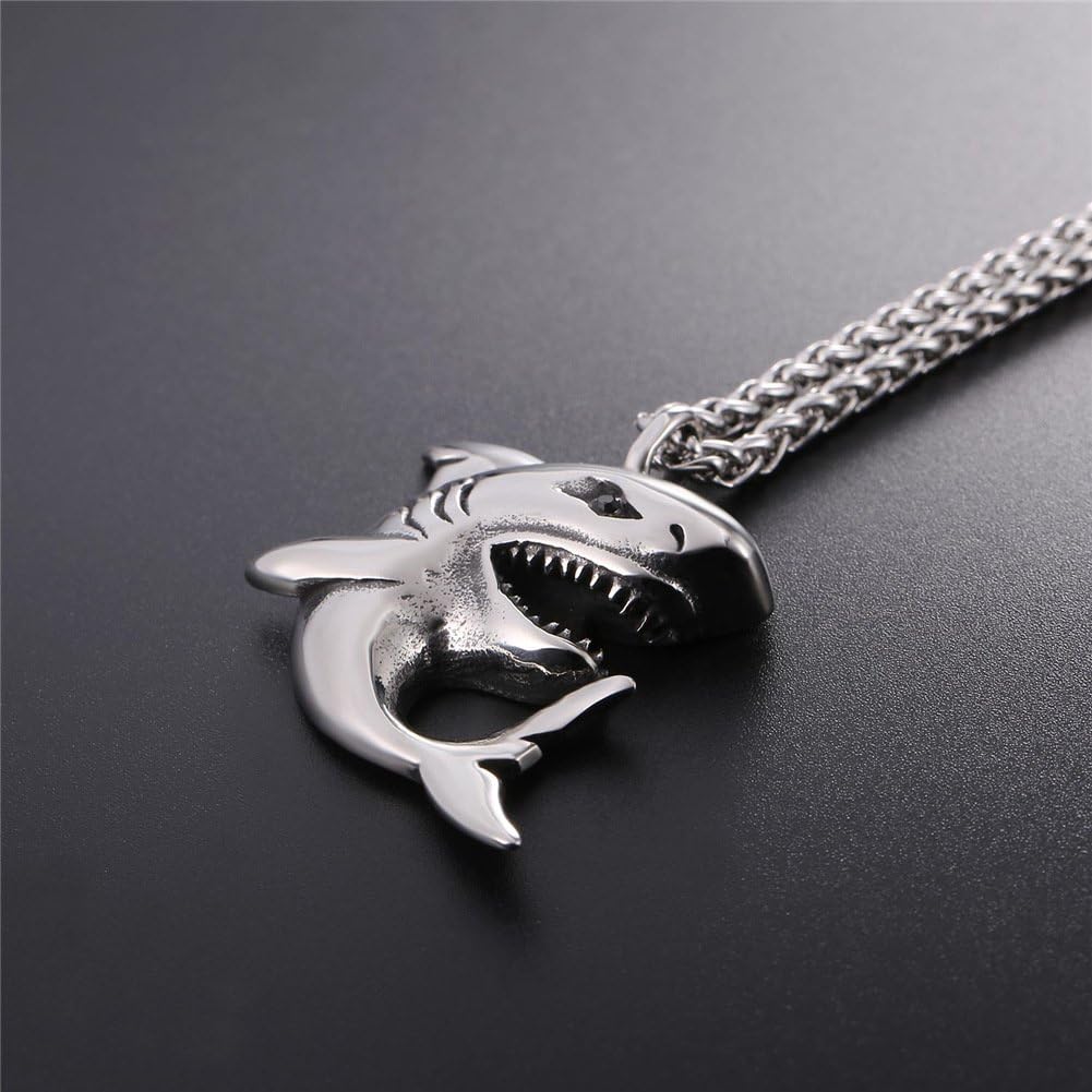 U7 Punk Shark Pendant Animal Jewelry with Stainless Steel Chain 22 Inch: Jewelry