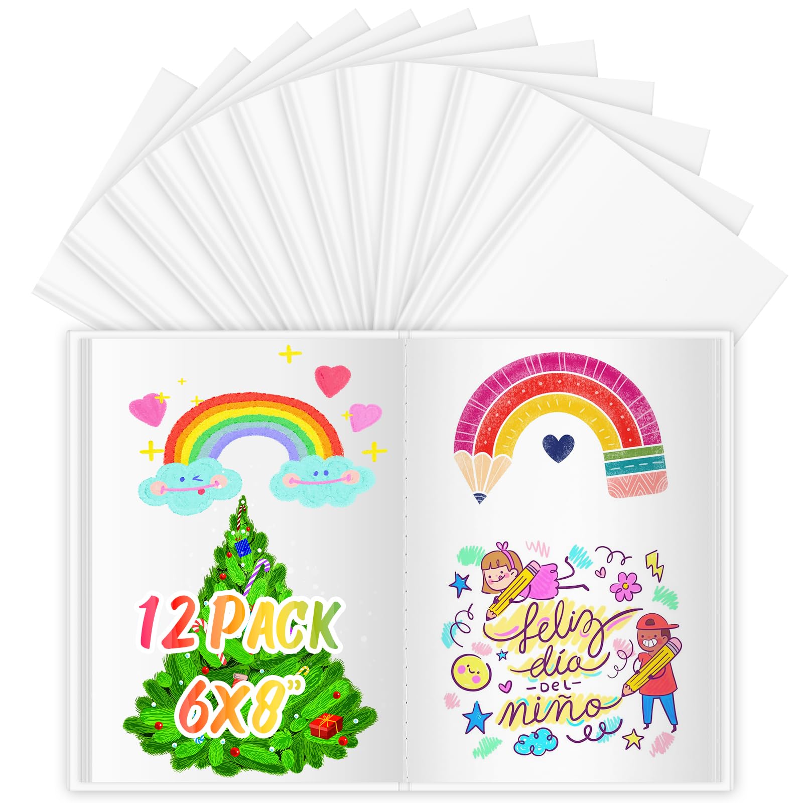 Photo 1 of 12-Pack Hardcover Blank Books, 60 Pages 6"x8" Blank Pages for Kids to Write Stories, 100GSM Art Crafts Gift Hard Notebooks, White Blank Drawing Sketchbooks, Art Crafts Back to School Office Supplies