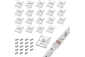 VIPMOON 100pcs Clear 10mm LED Strip Light Mounting Clips 10mm Width Holders and 100pcs Compatible Stainless Steel Phillips Screws Mounting Brackets for Waterproof or Non-Waterproof 3528 5050 5630