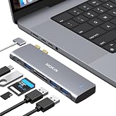 USB C Adapter for MacBook Pro/Air M1 M2, MOKiN Hub MacBook Pro Accessories | USB C Multiport Adapter Hub for MacBook with 3*USB 3.0;1*Thunderbolt 3(40Gbps and 100W PD Charging);SD/microSD Card Reader