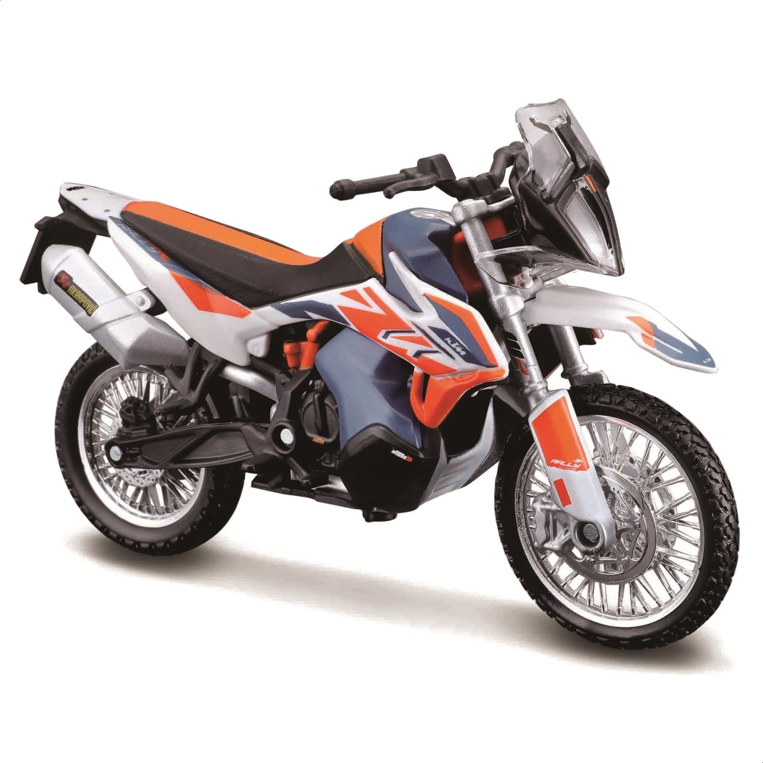 Bburago KTM 790 Adventure R Rally Motorbike - 1:18 Scale - Incredibly Detailed Die-Cast Replica Collectible Motorcycle Model, White