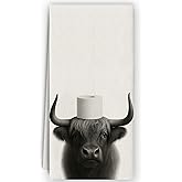 Bnzolyoia Western Highland Cow Towels - Farmhouse Highland Cow Bathroom Decor, Western Gifts for Women, Funny Kids Decorative Hand Towels for Bathroom 16x24 Inch