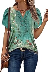 KISSMODA Women's Tunic Tops Casual V Neck Short