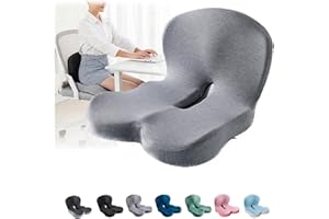 Celinva Orthopedic Cushion, Seat Cushion for Truck Driver, L-Shaped Integrated, with Lumbar Support for Car & Office (Gray)