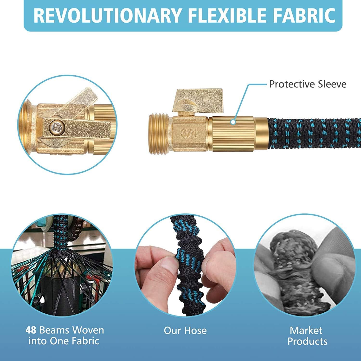 Gpeng 50ft Expandable Garden Hose, Water Collapsible Hose with 9 Function Spray Nozzle, Durable 3-Layers Latex Core with 3/4" Solid Brass Fittings, Lightweight Expanding Flexible Hose : Garden & Outdoor