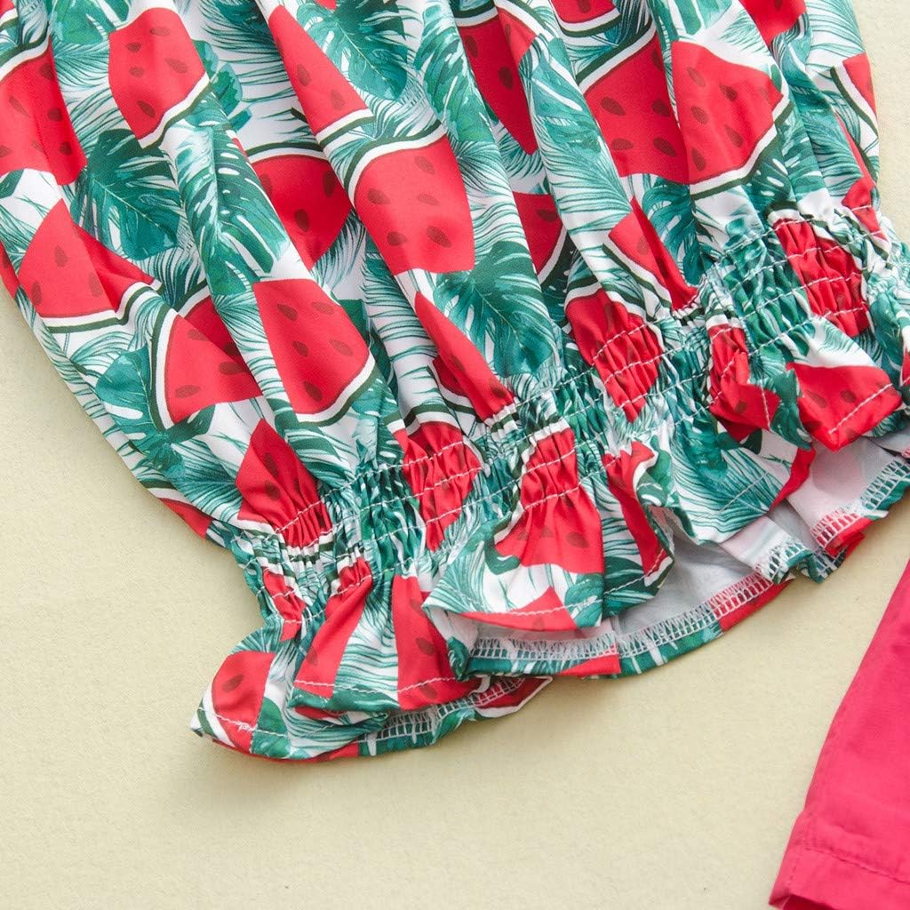 Yspoe Fashion Girls Casual Outfits Lace Up Watermelon Printing Tops Pure Color Belt Shorts Set Lovely Vacation Beach Suit For 2 7 Years Old Clothing Boys Thepodsatstreamvale Com