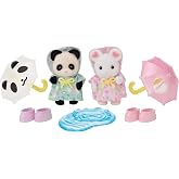 Calico Critters - Nursery Friends - Rainy Day Duo - Baby Doll Nursery | Puddle-day fun for two - baby figures with rainy day gear for splashy nursery storytelling, a cute little gift set, Ages 3+