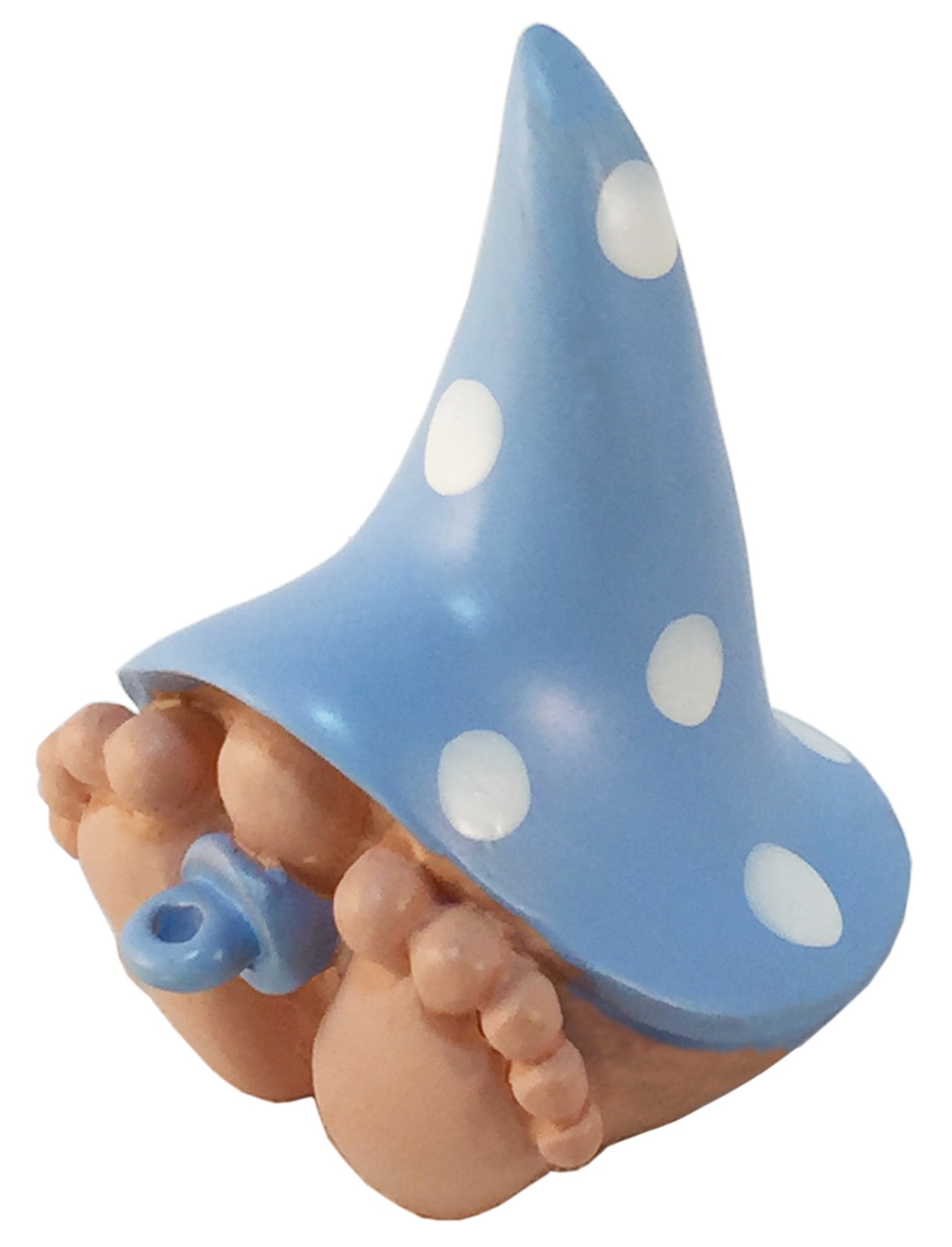 GlitZGlam Miniature Baby Gnome “Toby” – the Baby Gnome with the Polka Dot Blue Hat for the Fairy Garden