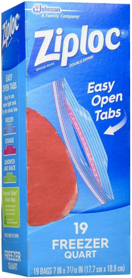 ZiplocFreezer Bags, Quart, 19 Count