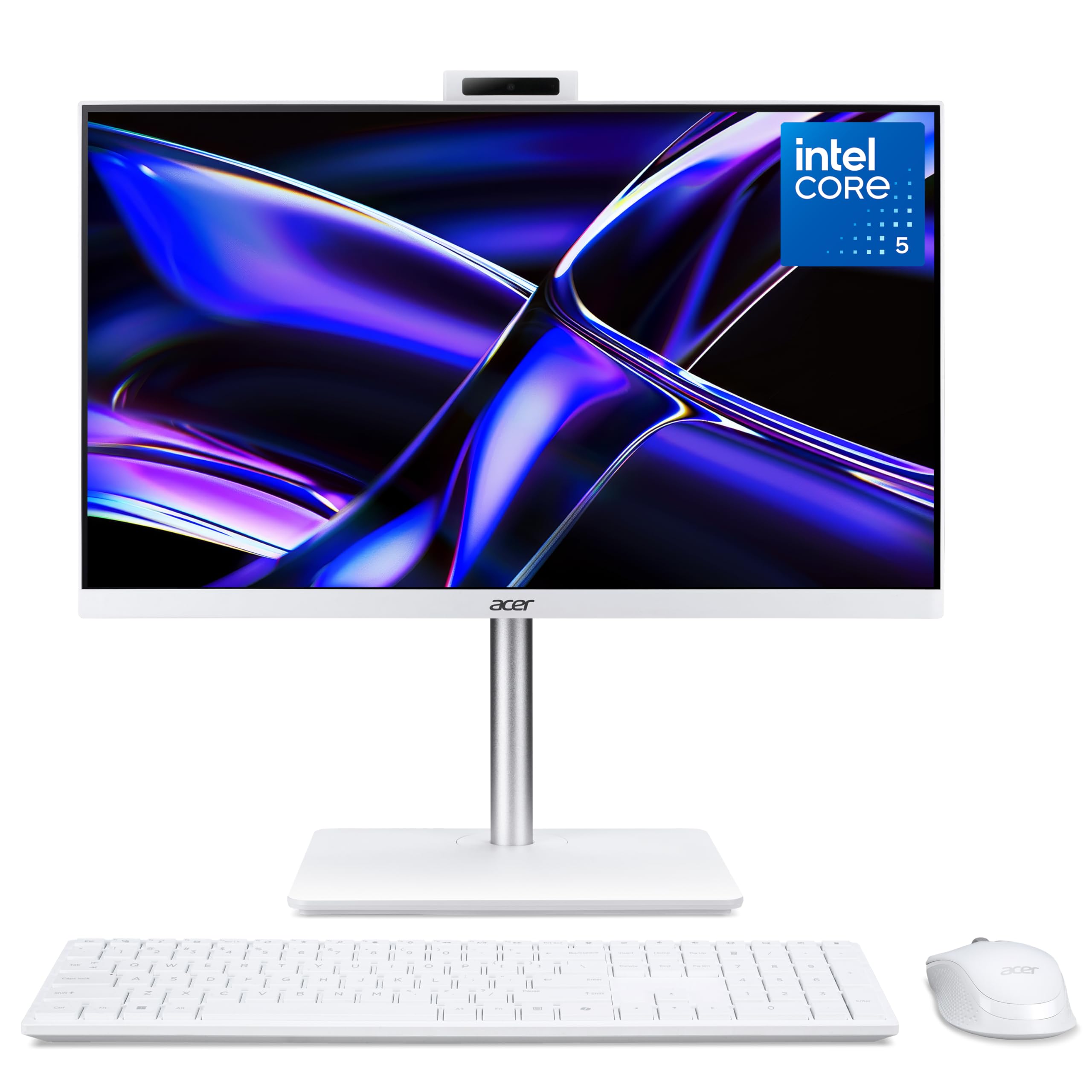 Acer Aspire C24-A All-in-One Desktop PC - Intel Core 5-120U, 16GB, 1TB SSD, Integrated Intel Graphics, 23.8" 120Hz Full HD Display, Windows 11, White