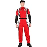 Adult Swift Racer Halloween Outfit | Race Car Driver Costume Jumpsuit with Hat