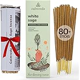 White Sage Incense Sticks for Cleansing - (80 Scented Sticks) Charcoal Free, Made from Upcycled Flowers | Protection Incense to Cleanse Negative Energy