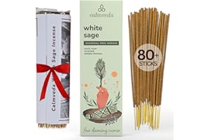 White Sage Incense Stick for Cleansing - (80 Scent Sticks) Charcoal Free,Made from Upcycled Flowers | Incense Sticks to Clean