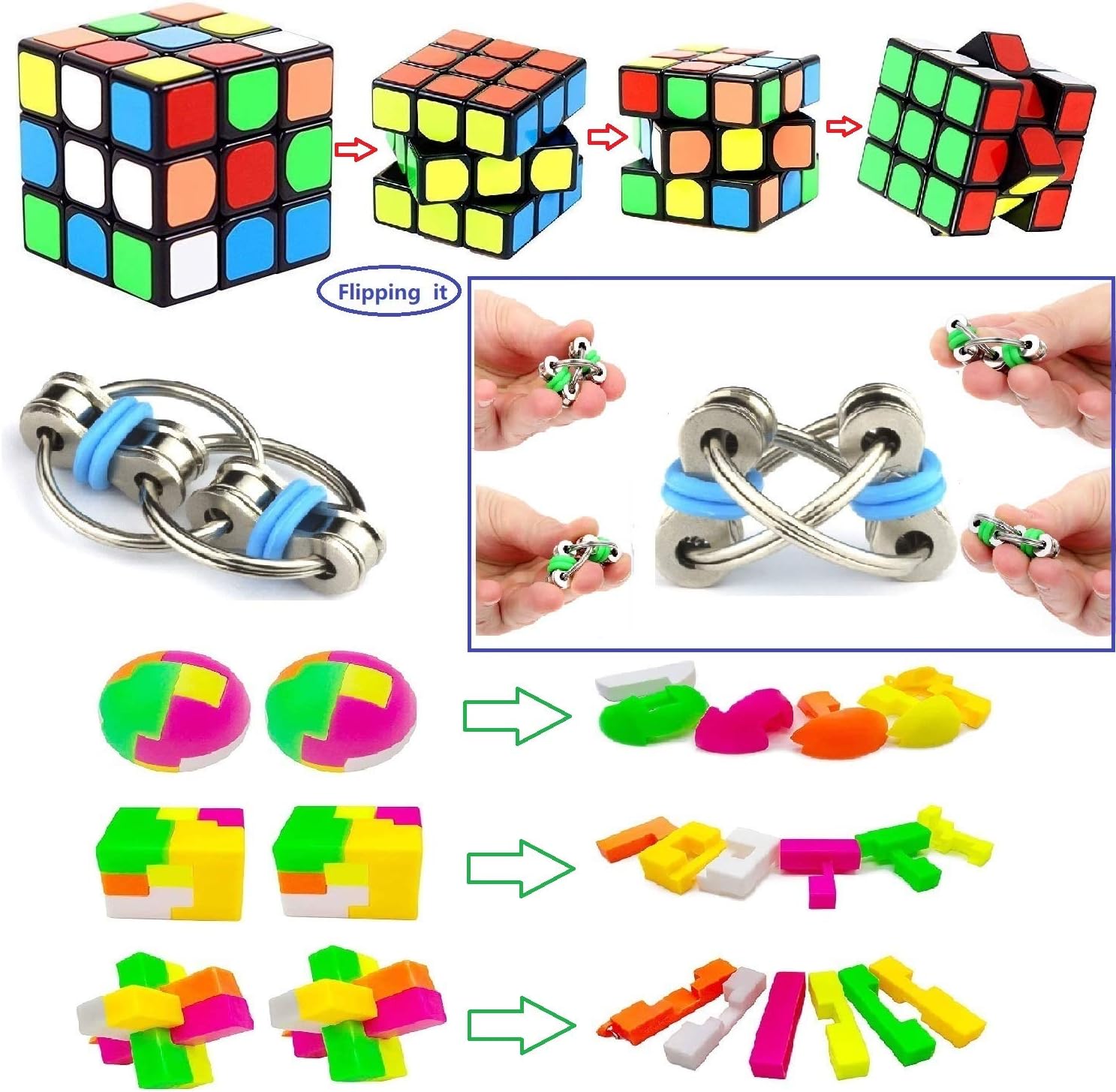Sensory Fidget Toys 27 Pack Party Favors Set, Bundle Stress Relief Anti-Anxiety for Kids and Adults, with Flippy Chain, Stress Ball, for Easter Basket Stuffers Gifts Treasure Box Prizes for Classroom: Toys & Games