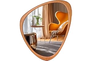 HOMECOOKIN Irregular Mirror Wall Decor, Wood Wall Mirrors Decorative for Living Room, Bedroom, Bathroom, Entryway, Wall Mounted Aesthetic Mirrors, 20" H x 25.5" W