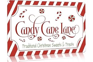 Artlunar Vintage Christmas Decor Gifts Rustic Candy Cane Lane Traditional Christmas Sweets&Treats Tin Sign for Home Farmhouse Kicthen Cafe Bar Wall Decor 8 x 12 Inch (3247)