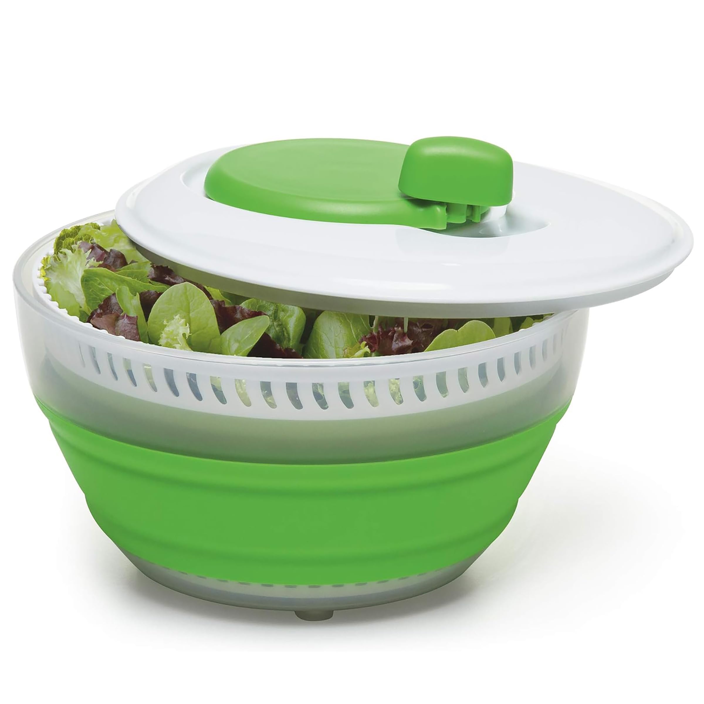 Photo 1 of PrepWorks 3 Qt Collapsible Salad Spinner – Space-Saving, Easy-to-Use, BPA-Free, for Quick Salad Washing & Drying, Dishwasher Safe