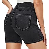 IUGA Stretchy Jean Shorts for Women High Waisted Pull On Jorts with Pockets Denim Shorts Women Summer Casual Shorts 2025