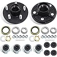 GREPSPUD 2Sets Trailer Hub Kits 5 on 4.5 for 3500 lbs 1-1/16'' to 1-3/8'' Tapered Axle, Idler Hub with Extra Dust Caps & Rubber Plugs, 5x4.5 Trailer Replacement Hub 5 Lug Bolt Trailer Wheel Hub Kit