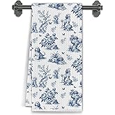 Elefeltclave Chinoiserie Cavapoo Dog Kitchen Towels, Cavapoo Gifts for Women Dish Tea Towels for Kitchen Decor, Blue and White Floral Dog Decorative Hand Towel for Bathroom, 16x24 Inch