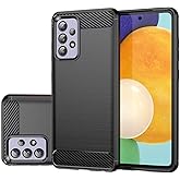 Gufuwo Case for Galaxy A52 4G/5G/Samsung A52S SM-A526U Case, Slim Thin Carbon Fiber Phone Case TPU Soft Back Cases Anti-Scratch Shockproof Protective Cover for Samsung Galaxy A52 Black