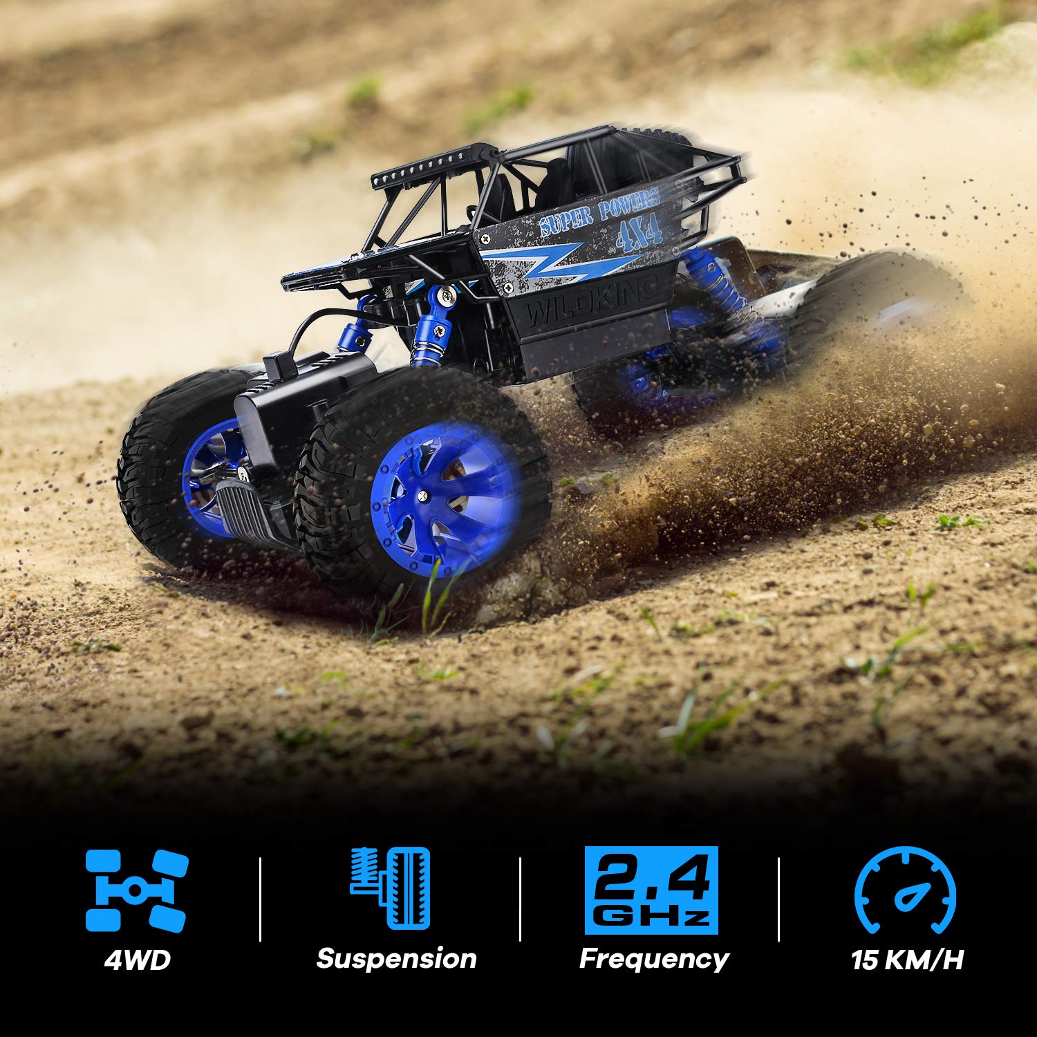 YEZI RC Car 1?18 Large Scale, 2.4Ghz All Terrain Waterproof Remote Control Truck with Two Battery,4x4 Electric Rapidly Off Road car for, Remote Control car for Kids Boys and Adults