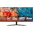 SAMSUNG 34" ViewFinity S50GC Series Ultrawide QHD Monitor, 100Hz, 5ms, HDR10, AMD FreeSync, Ultrawide Screen, Eye Care, Thin Bezels, PIP, PBP, LS34C50DGANXZA, 2023, Black