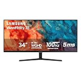 Samsung 34" ViewFinity S50GC Series Ultrawide QHD Monitor, 100Hz, 5ms, HDR10, AMD FreeSync, Ultrawide Screen, Eye Care, Thin Bezels, PIP, PBP, LS34C50DGANXZA, 2023, Black