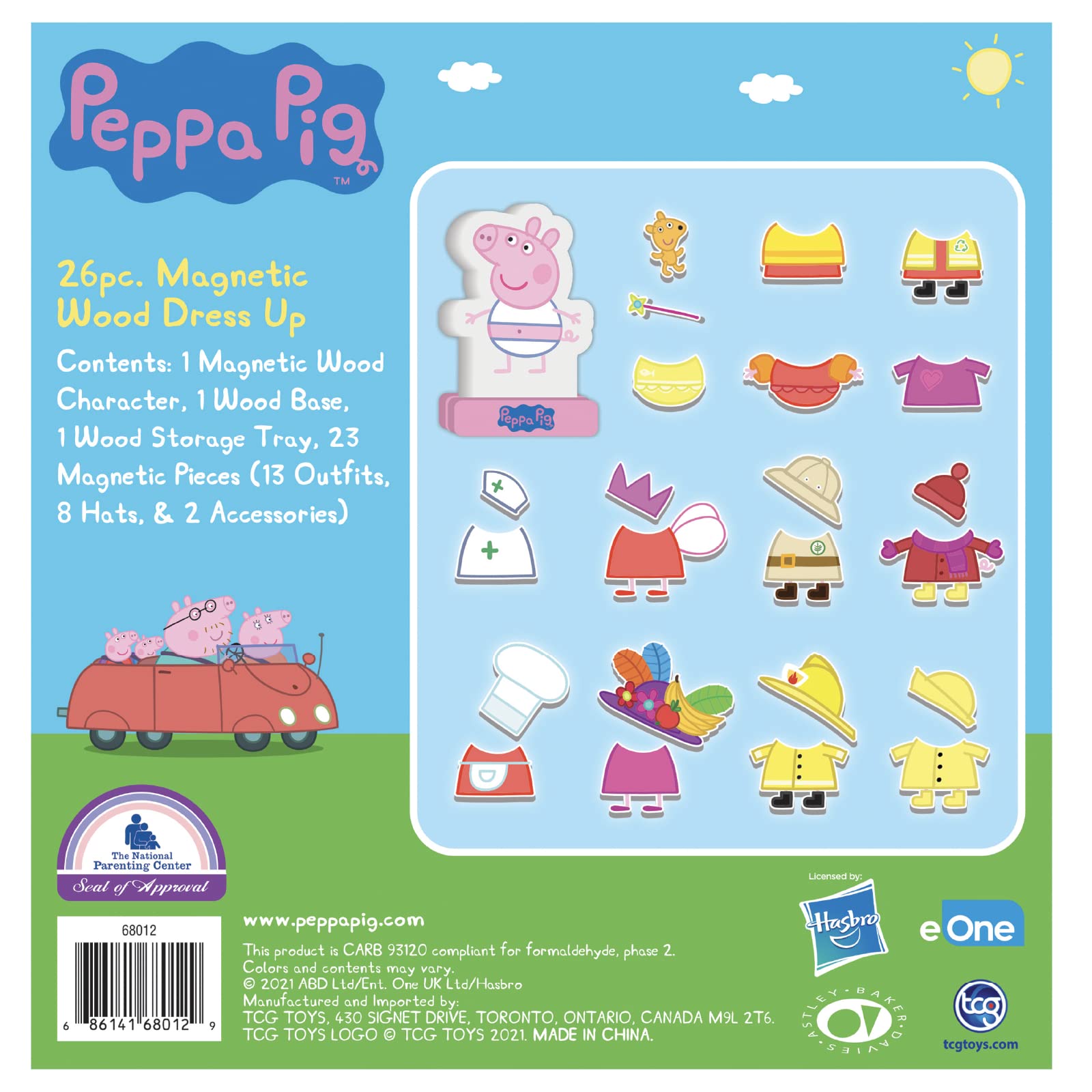 Peppa Pig Magnetic Wood Dress Up Doll. Includes 26 Colorful Magnetic Wood Pieces and Wooden Storage Box. Encourages Creative Play with Mix and Match Fun for Preschoolers and Kids Ages 3 and over.