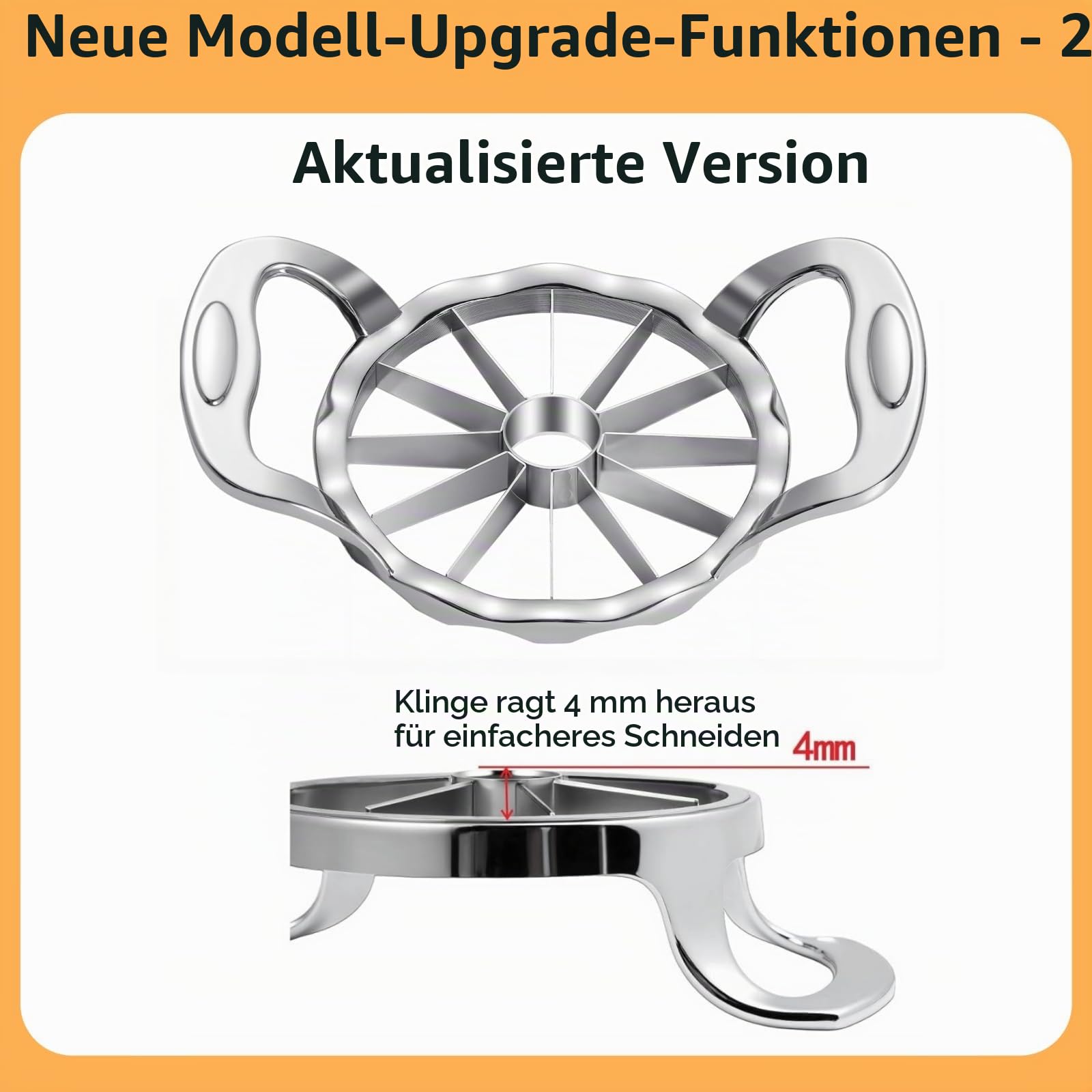 Apfelschneider aus 304 Edelstahl, Apfelentkerner 12 Scheiben, Großer Obstschneider mit Entkerner, Spülmaschinenfest – Keine Wasseransammlung, 2026 Upgrade, Null Kunststoffe 3