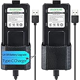 BAOFENG UV-5R Battery 3800mAh USB-C Charging Extended High Capacity Ham Radio Battery UV5R BF-F8HP UV-5R Series Radios with Type-C Charging Cable,2Pack
