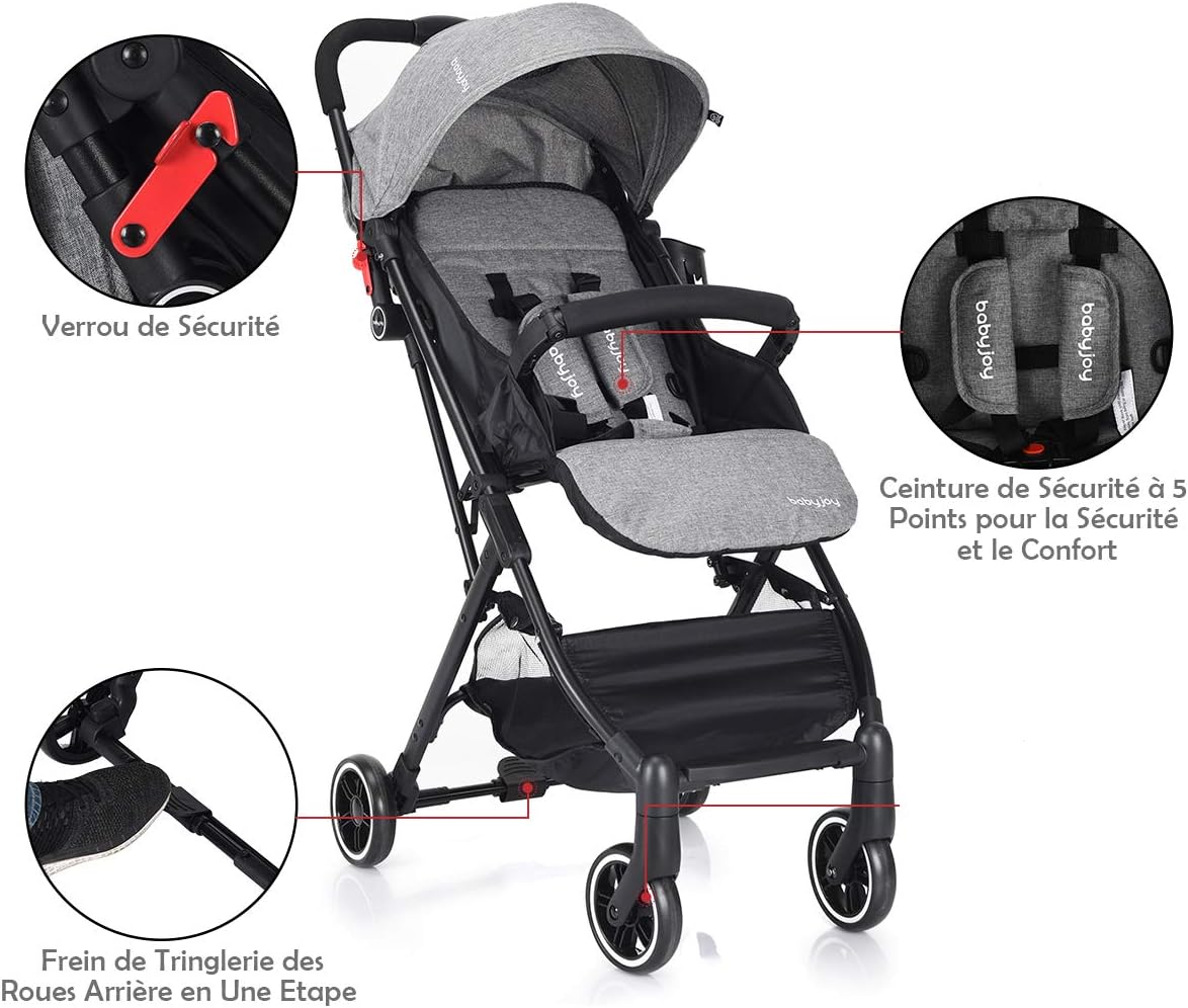 Vengaconmigo Poussette Bebe Confortable Ultra Compacte Pliage En Un Clic Avec Accoudoir Detachable Landau Citadine Avec Position Couchee Housse De Pluie 0 15kg Noir Bebe Puericulture Poussettes Citadines