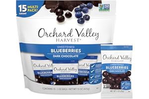 Orchard Valley Harvest Dark Chocolate Covered Blueberries, 1 Ounce(Pack of 15), Gluten Free, Non-GMO, No Artificial Ingredients